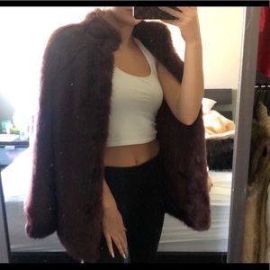 BURGUNDY FURRY COAT